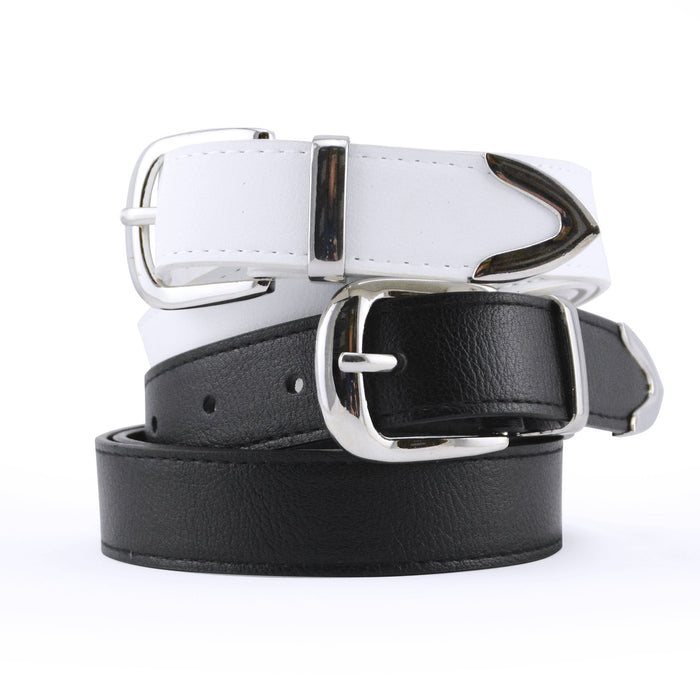 portada cinturon sintetico negro blanco liso 3465-1