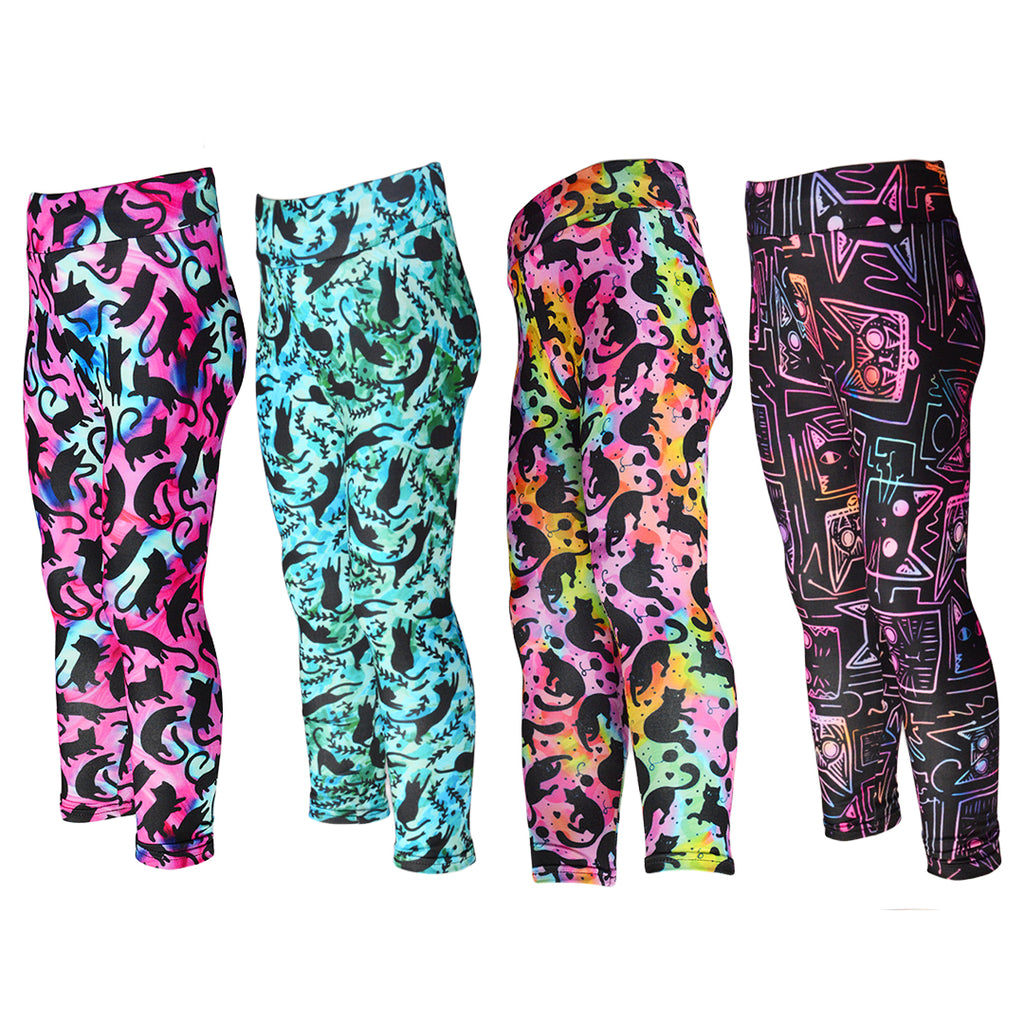 カラカラ　gata FASHION CAMOUFLAGE Pack 4 Calzas Spandex Diseños Gatos - Moda Tornasol