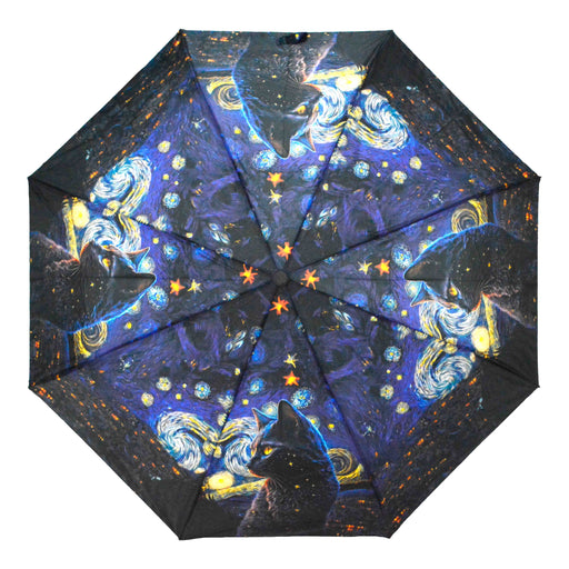 portada paraguas sombrilla gato automatico invierno negro nocturno