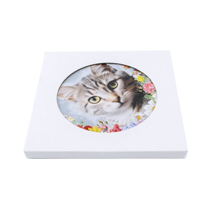 posaolla ceramica colgante gato gris caja floral