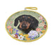 posaolla floral perro salchicha negro ceramica colgante
