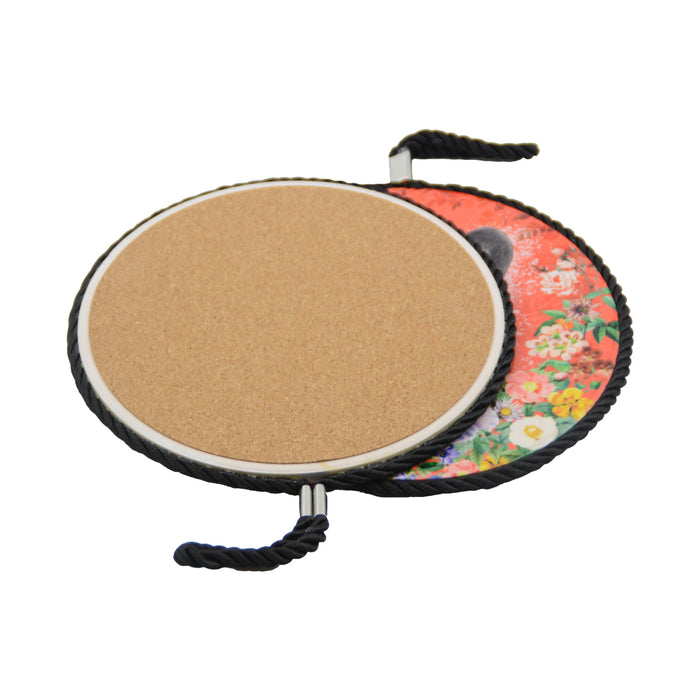 posaolla perro floral ceramica corcho bulldog frances 3854-1