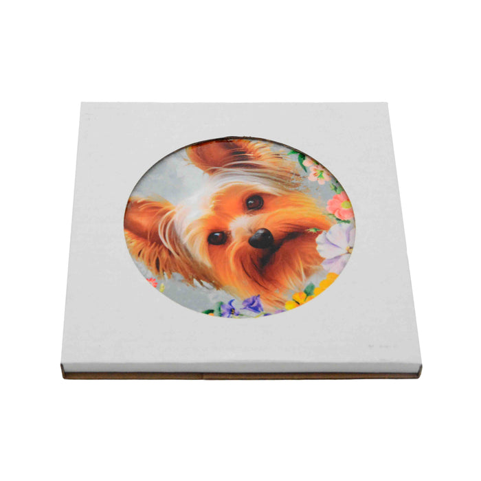 posaolla perro yorkshire floral ceramica colgante caja