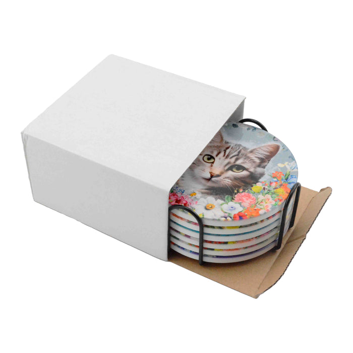 posavaso ceramica gato floral caja 3784