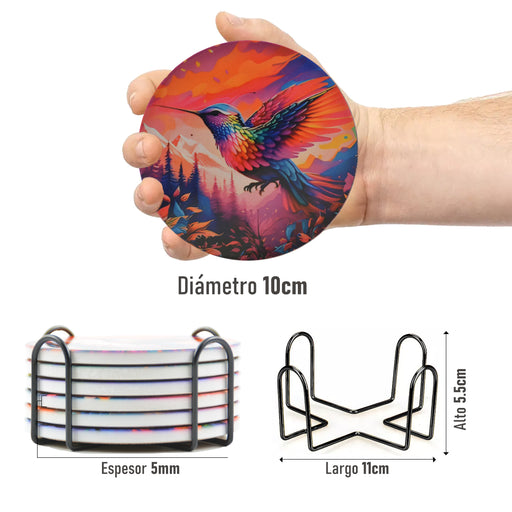 posavasos ceramica corcho colibri 3989