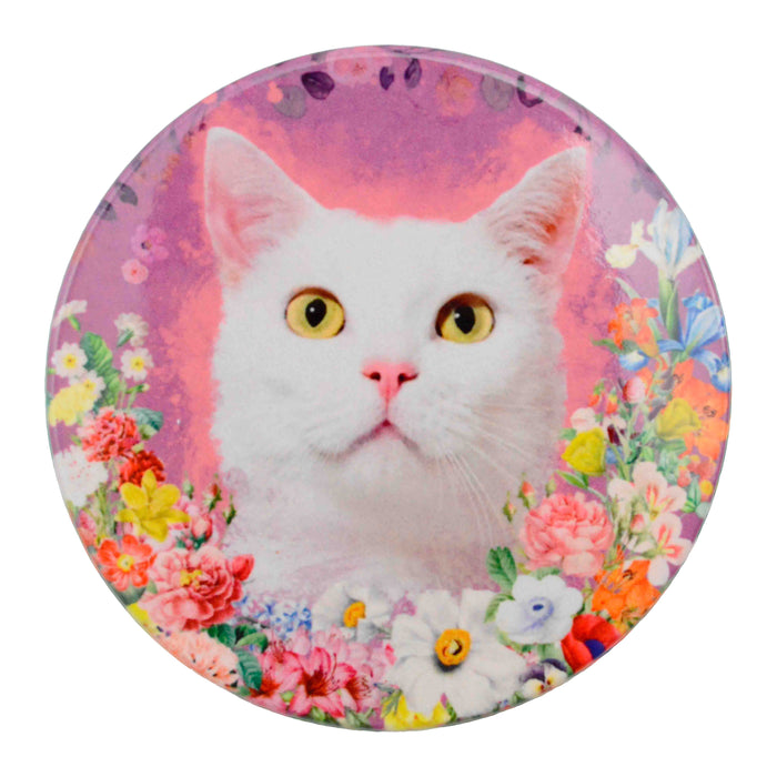 posavasos gato floral set ceramica blanco