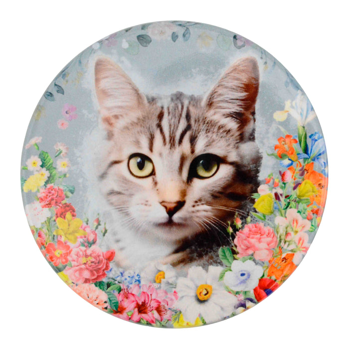 posavasos gato floral set ceramica gris