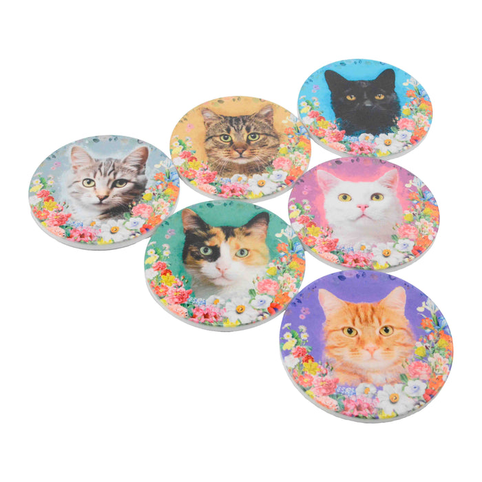 posavasos gato floral set ceramica triangulo